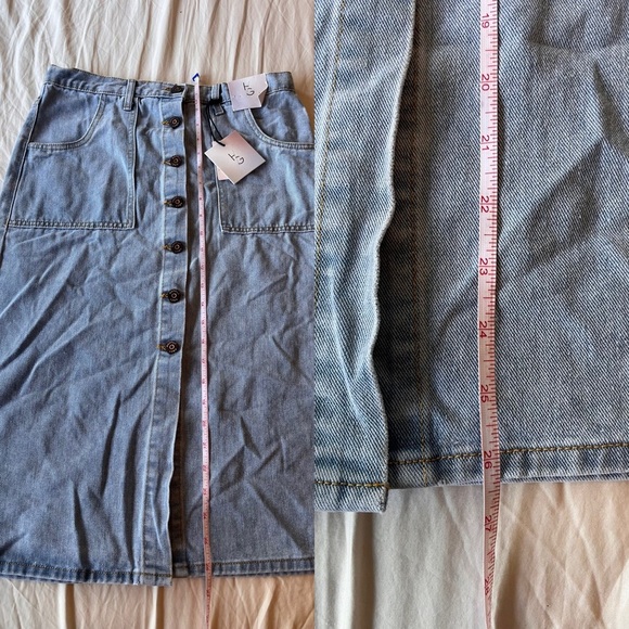 NWT Happily Grey Button Front Denim Midi Skirt - Picture 10 of 12
